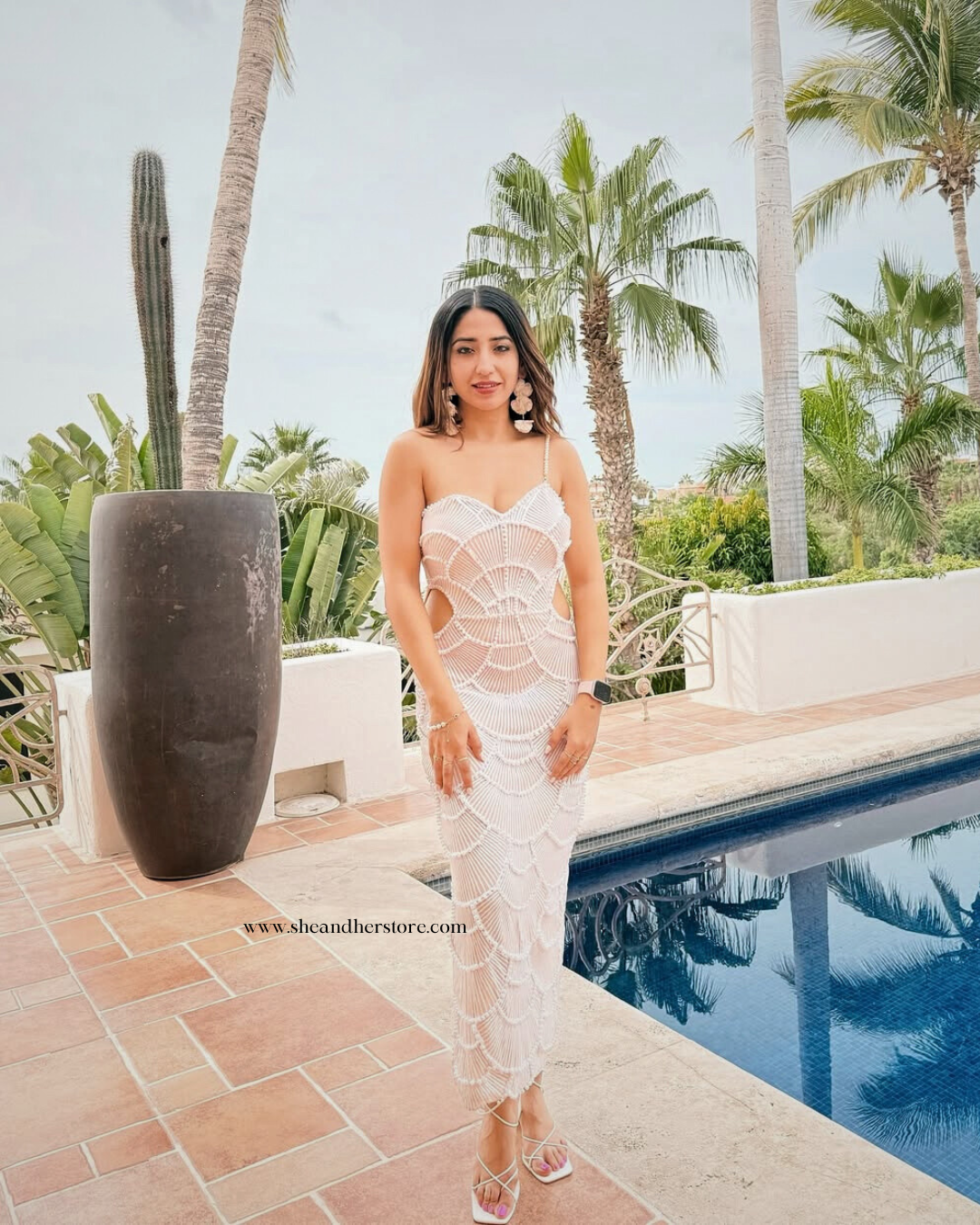 CIYA Pearl and Sequin Midi Dress