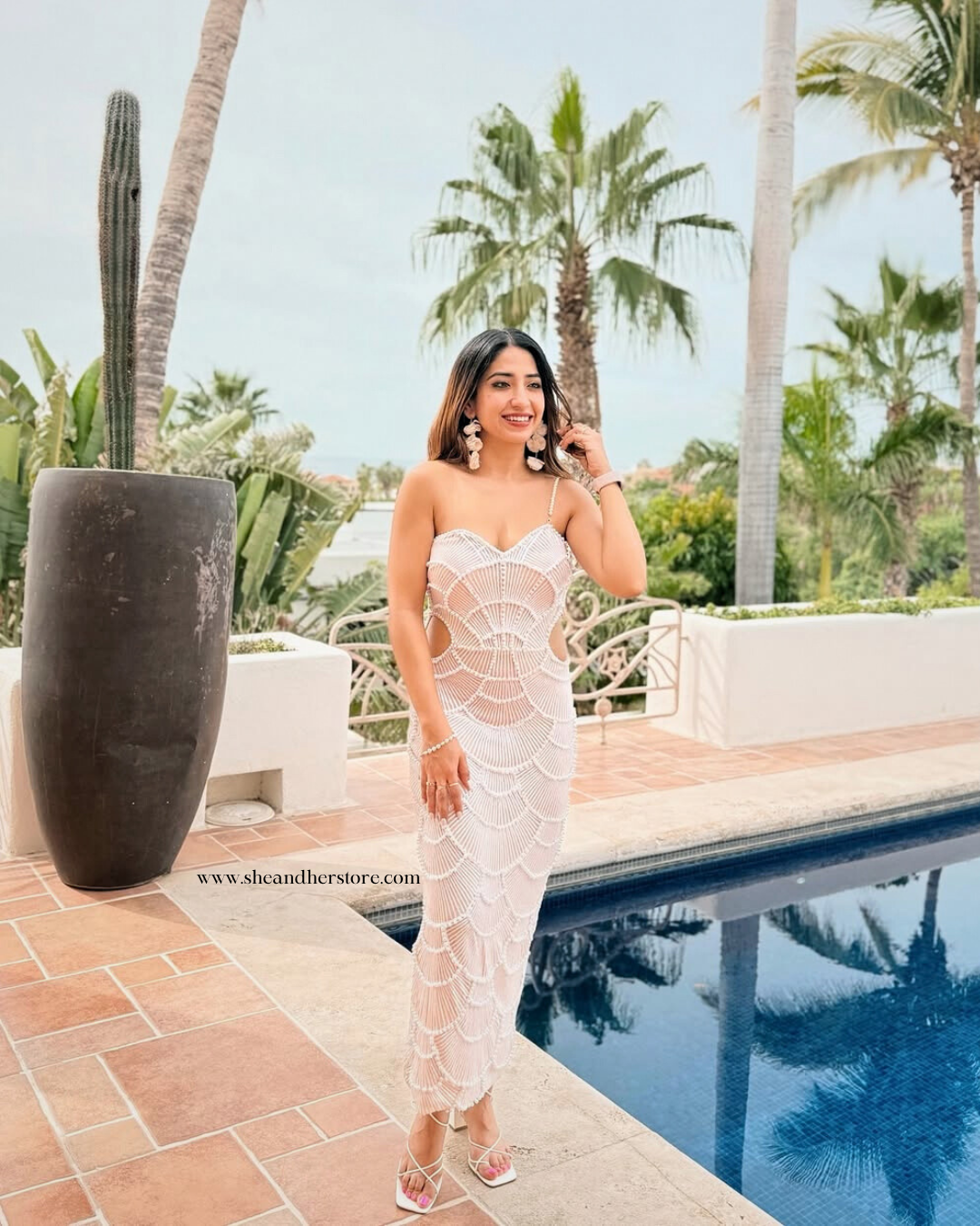 CIYA Pearl and Sequin Midi Dress