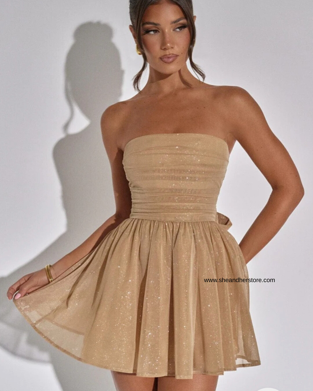 SABINE Sparkle Bow Mini Dress