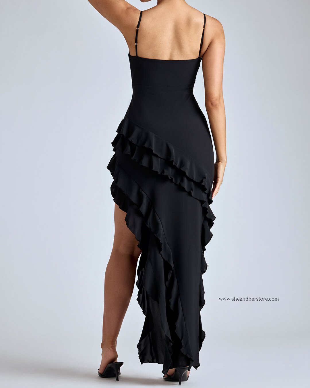 EMMIE Black Ruffle Dress