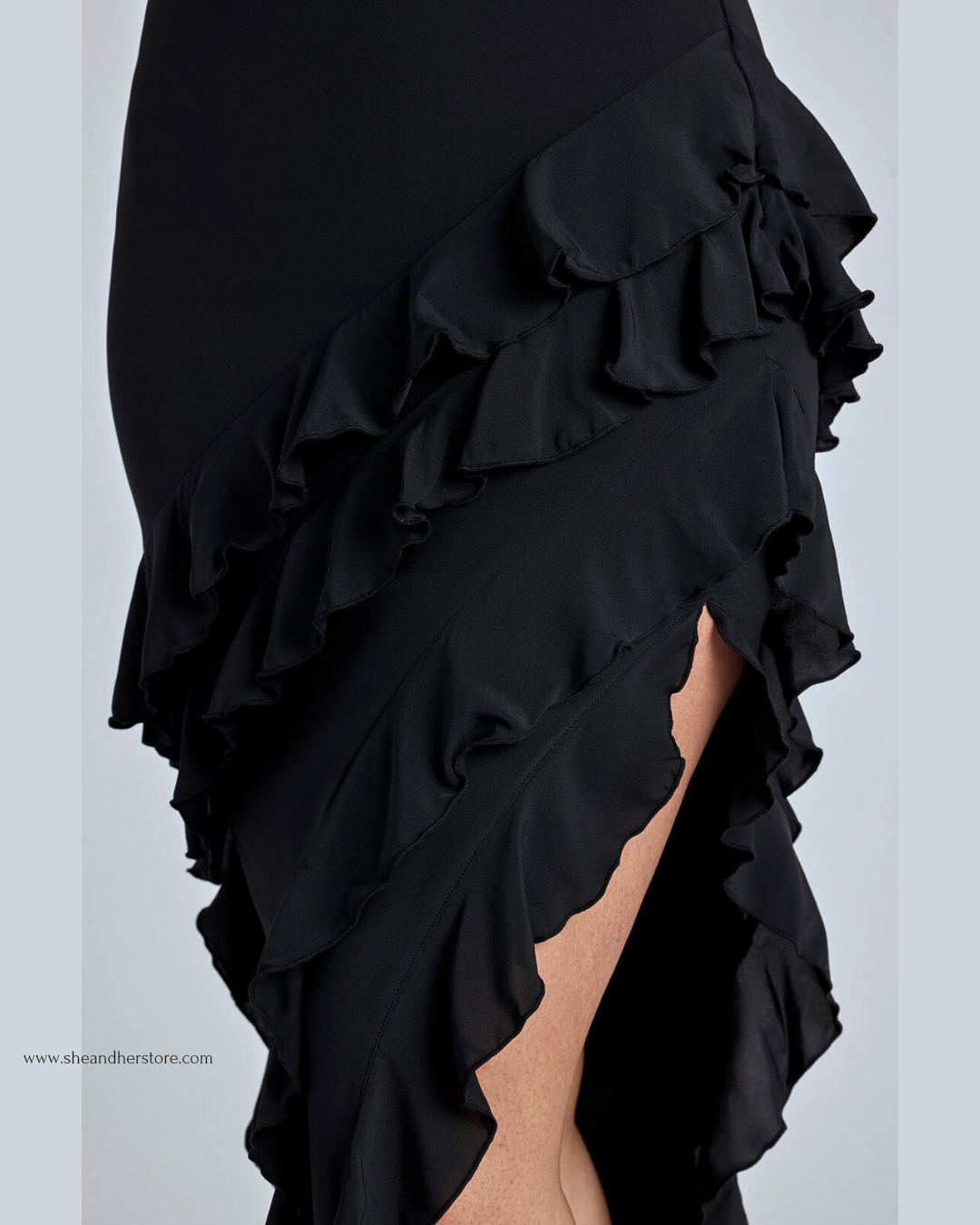 EMMIE Black Ruffle Dress